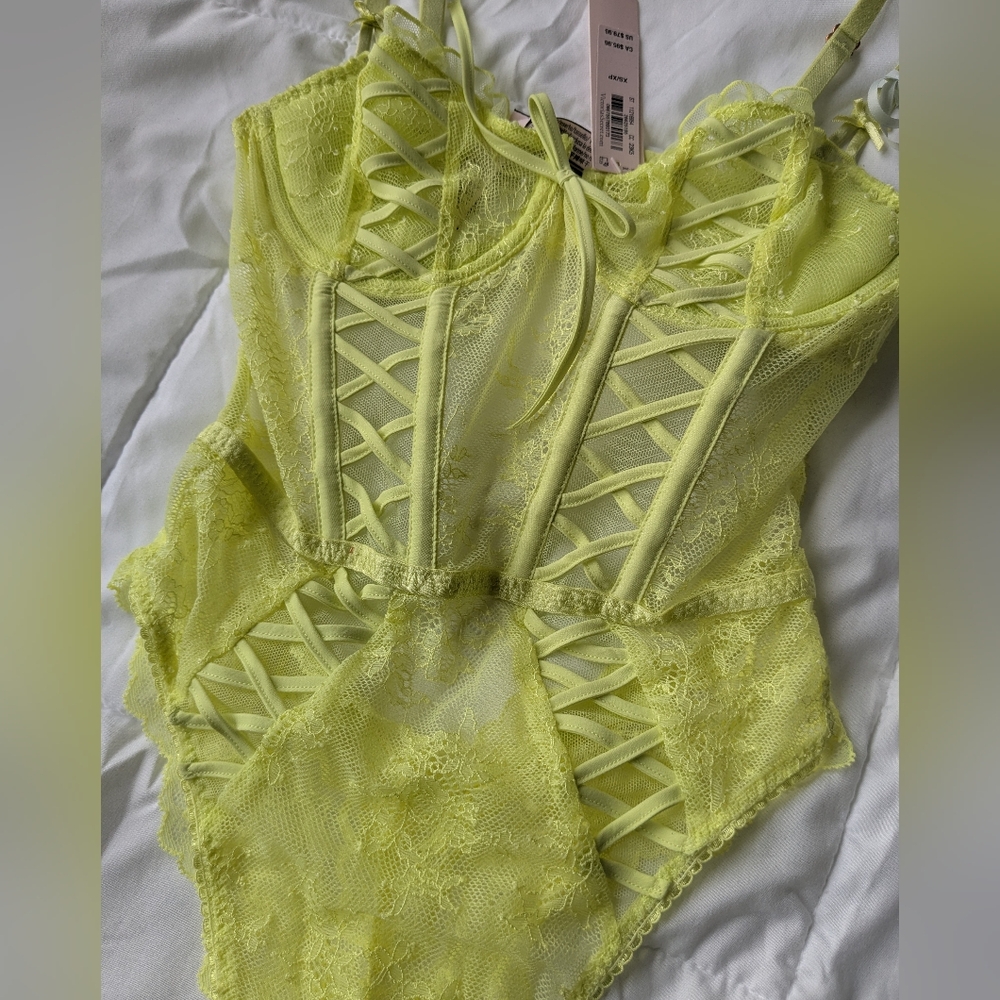 Victoria's Secret Lingerie Bodysuit in Neon Yellow - Picture 2 of 6